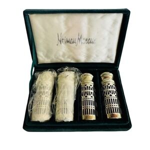 Neiman Marcus Salt & Pepper Shakers Set Silver Plated Decorative Table Decor